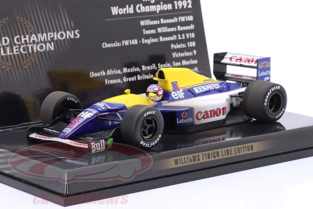 N. Mansell Williams FW14B Dirty Version #5 fórmula 1 Campeón mundial 1992 1:43 Minichamps