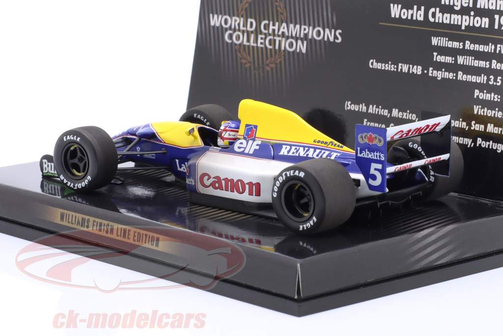 N. Mansell Williams FW14B Dirty Version #5 fórmula 1 Campeón mundial 1992 1:43 Minichamps