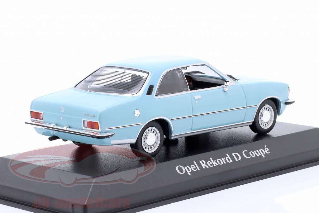 Opel Rekord D Coupe Año de construcción 1975 Azul claro 1:43 Minichamps