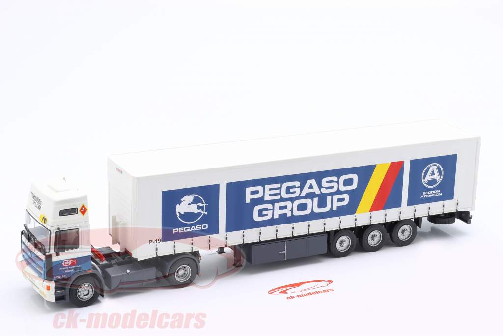 Pegaso Troner 360 Plus Lkw mit Auflieger 1988 weiß / blau 1:43 Altaya