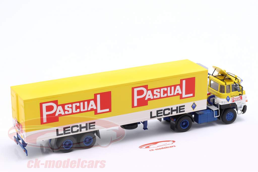 Dodge C38T Leche Pascual Lastbil med anhænger gul / hvid / blå 1:43 Altaya