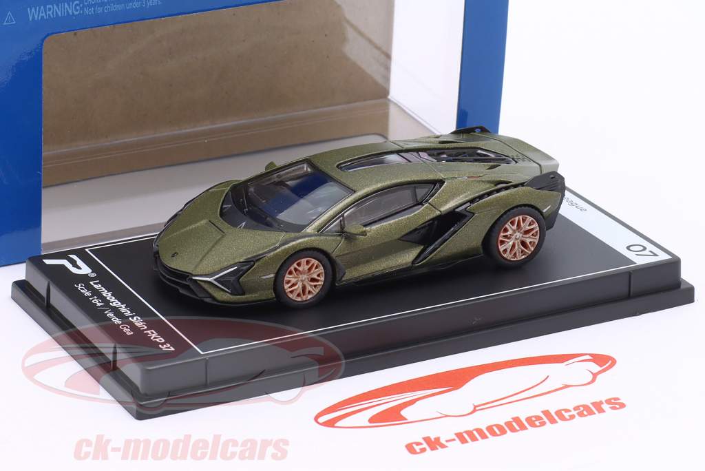 Lamborghini Sian FKP 37 Baujahr 2019 matt olivgrün metallic 1:64 Kinsmart