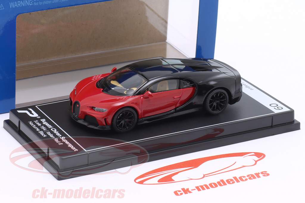 Bugatti Chiron Super Sport Construction year 2021 red / black 1:64 Kinsmart