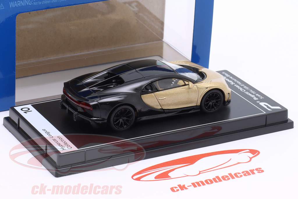 Bugatti Chiron Super Sport Byggeår 2021 guld metallisk / sort 1:64 Kinsmart