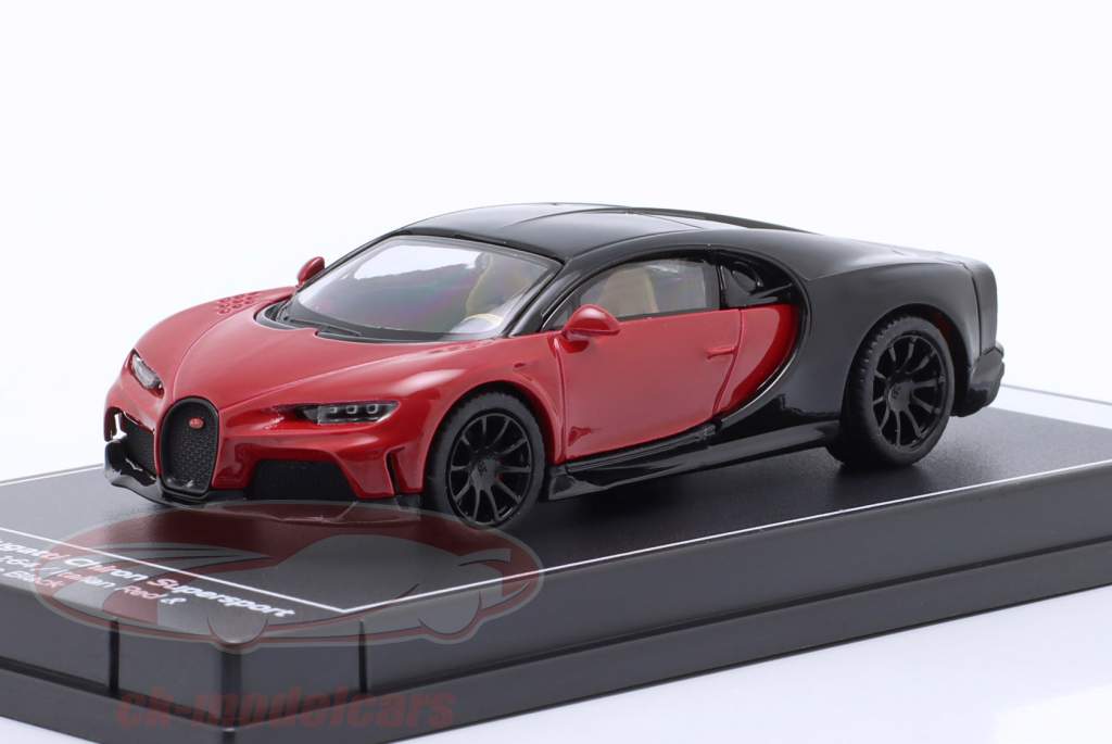 Bugatti Chiron Super Sport Baujahr 2021 rot / schwarz 1:64 Kinsmart