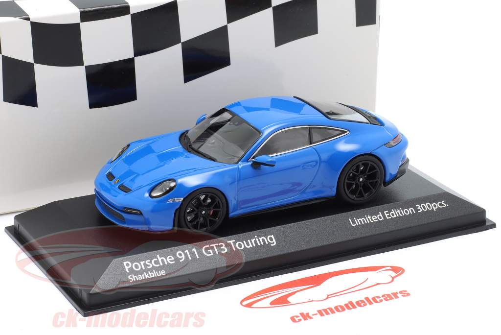 Porsche 911 (992) GT3 2021 sharkblue / sort fælge 1:43 Minichamps