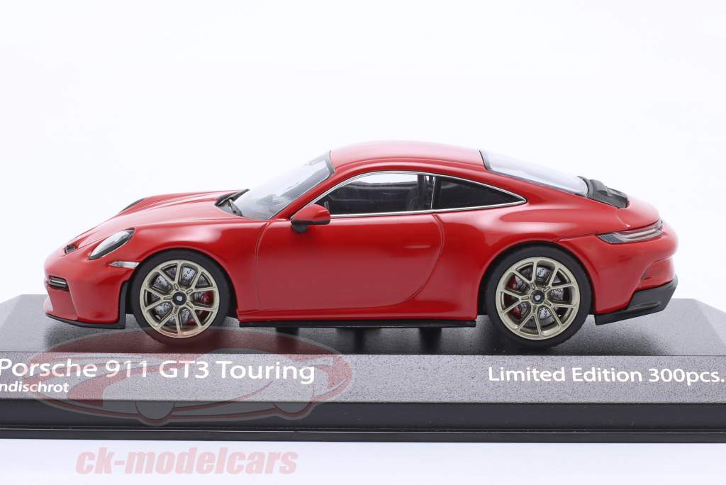Porsche 911 (992) GT3 Touring 2021 индийский красный / золотой автомобильные диски 1:43 Minichamps