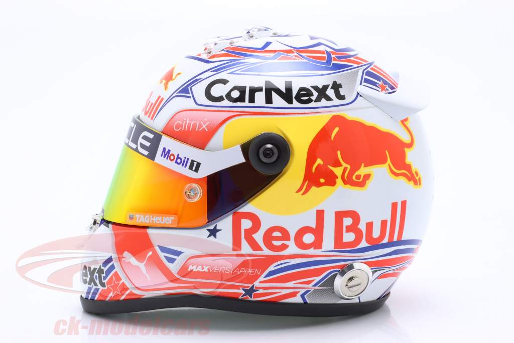 Max Verstappen Red Bull #1 EE.UU GP fórmula 1 Campeón mundial 2022 casco 1:2 Schuberth