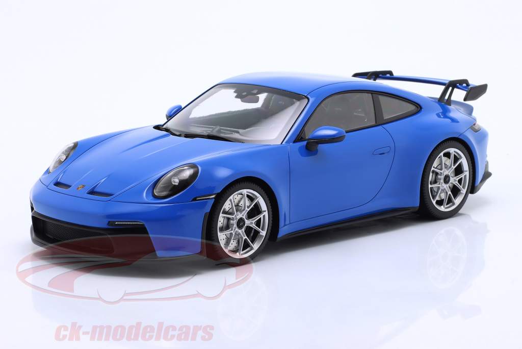 Porsche 911 (992) GT3 2021 bleu requin / argent jantes 1:18 Minichamps