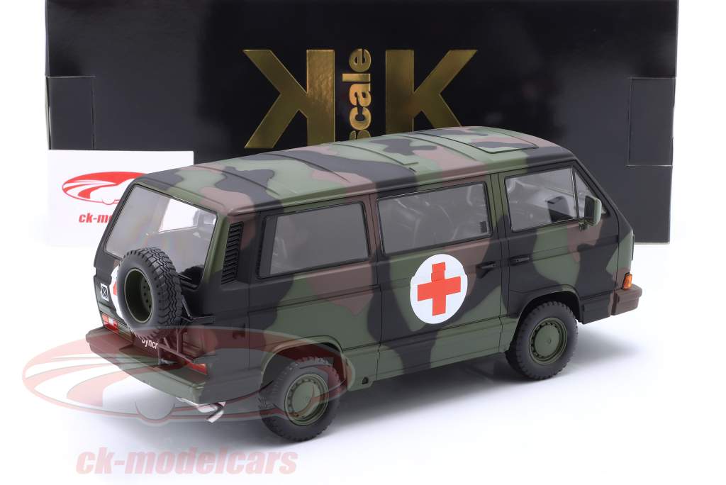 Volkswagen VW T3 Bus Syncro armed forces ambulance 1987 camouflage 1:18 KK-Scale