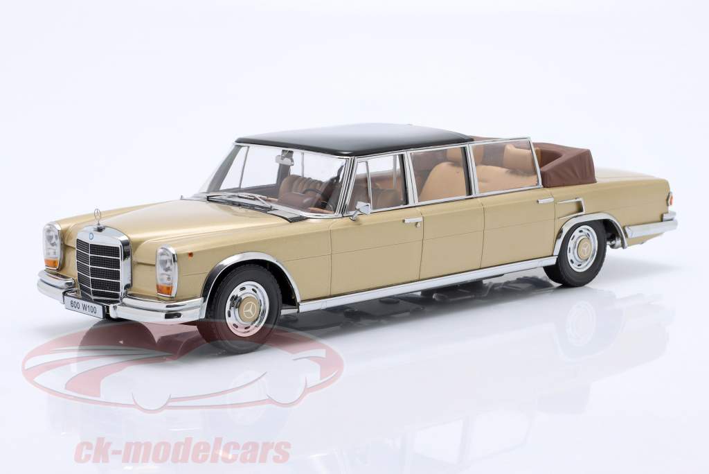 Mercedes-Benz 600 LWB (W100) Landaulet Byggeår 1964 guld metallisk 1:18 KK-Scale