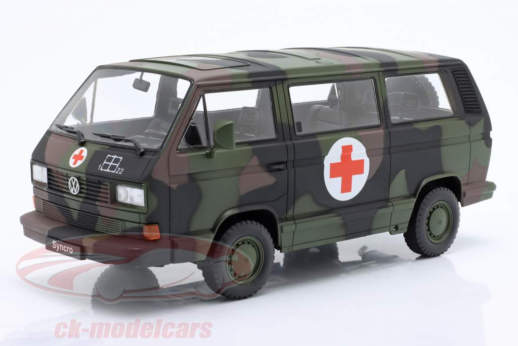 Volkswagen VW T3 Bus Syncro krijgsmacht ambulance 1987 camouflage 1:18 KK-Scale