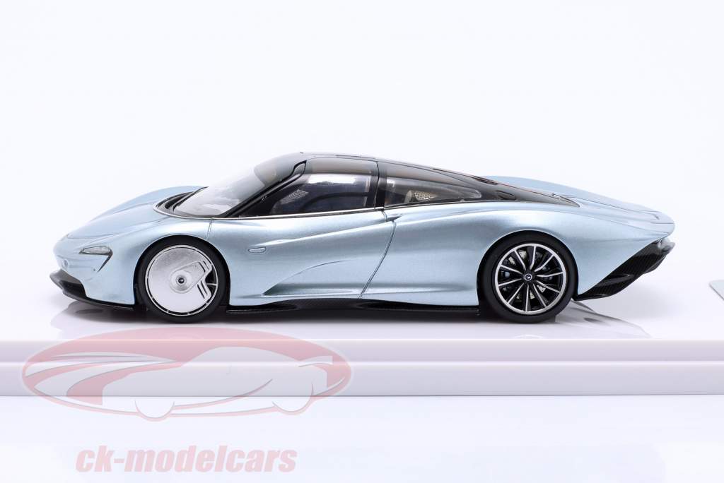 McLaren Speedtail Geneva Autoshow 2019 sølv metallisk 1:43 Tecnomodel