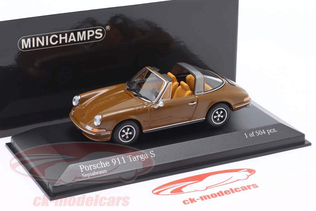 Porsche 911 Targa S Byggeår 1972 sepia brun 1:43 Minichamps