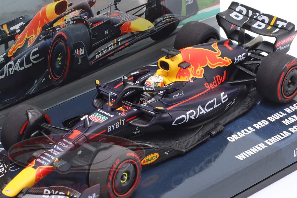 M. Verstappen Red Bull RB18 #1 ganhador Emilia-Romagna Fórmula 1 Campeão mundial 2022 1:43 Minichamps