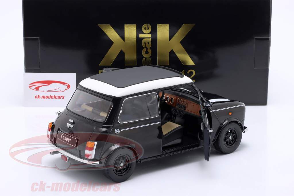 Mini Cooper con techo corredizo negro metálico / blanco LHD 1:12 KK-Scale
