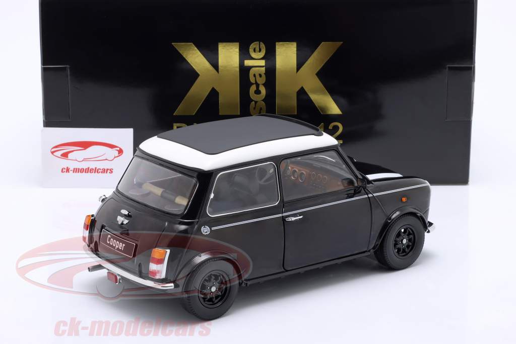 Mini Cooper met zonnedak zwart metalen / wit LHD 1:12 KK-Scale