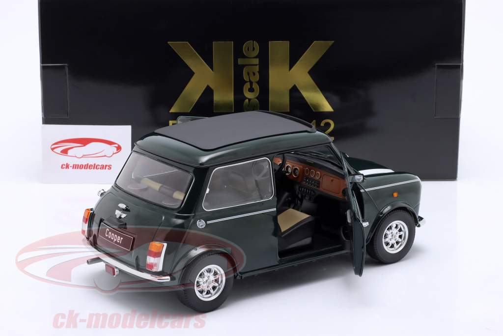 Mini Cooper と サンルーフ 濃い緑色 / 白 LHD 1:12 KK-Scale
