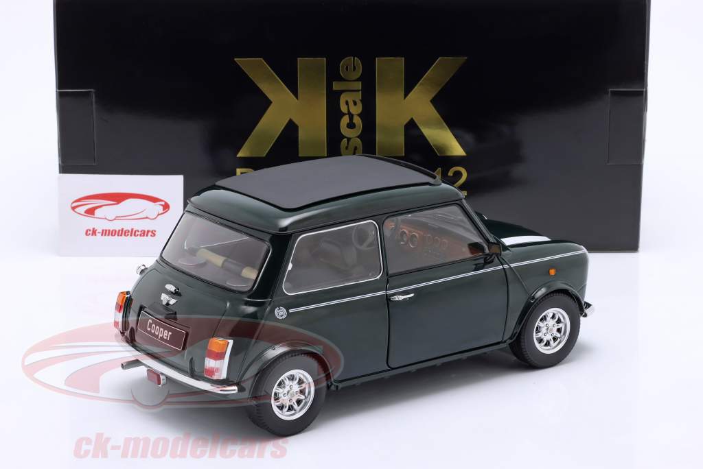 Mini Cooper と サンルーフ 濃い緑色 / 白 LHD 1:12 KK-Scale