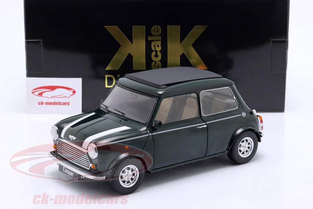 Mini Cooper avec toit ouvrant vert foncé / blanc RHD 1:12 KK-Scale