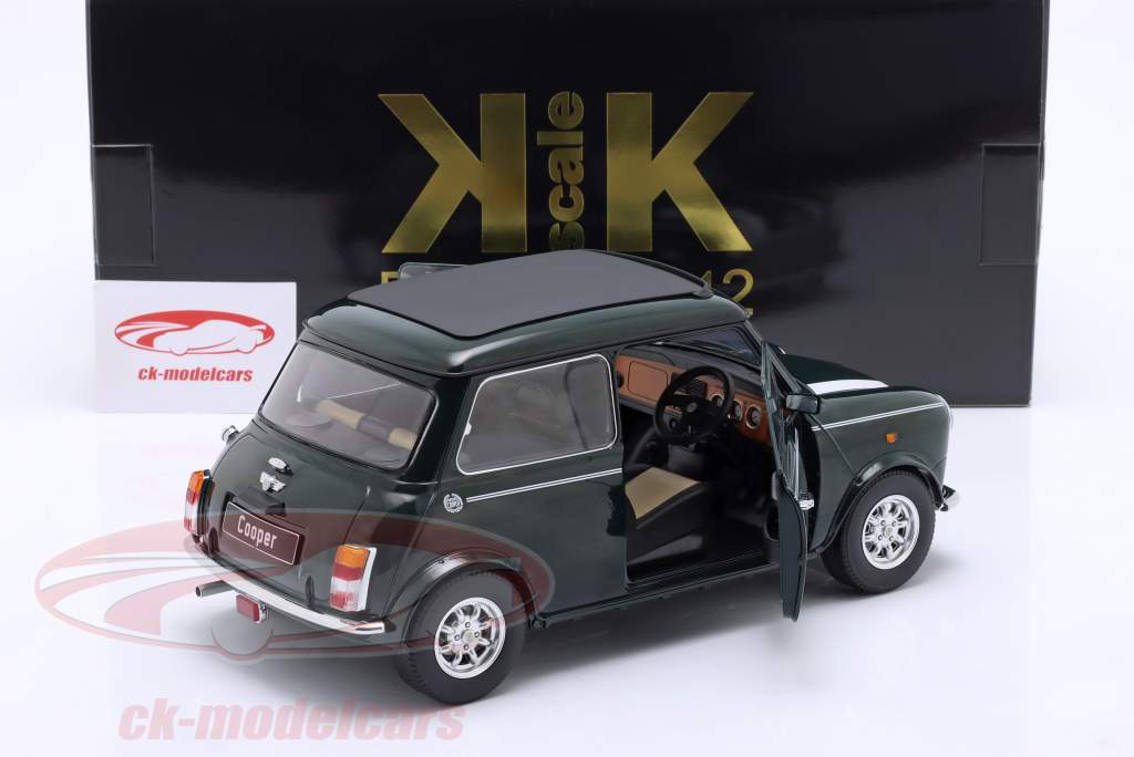 Mini Cooper con techo corredizo verde oscuro / blanco RHD 1:12 KK-Scale