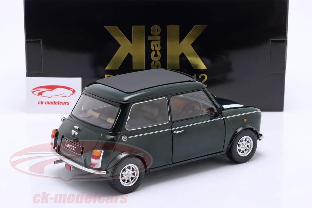Mini Cooper con tetto apribile verde scuro / bianco RHD 1:12 KK-Scale