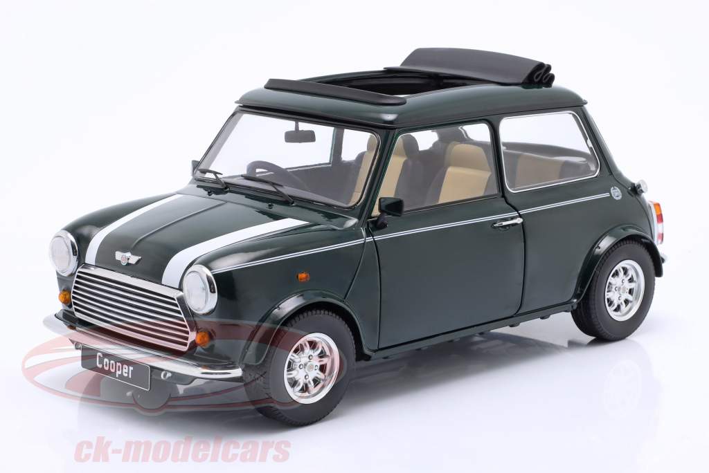 Mini Cooper with sunroof dark green / white RHD 1:12 KK-Scale