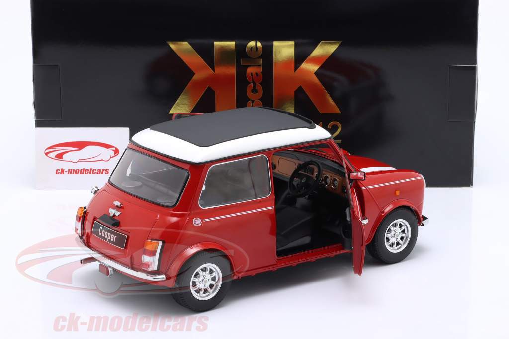 Mini Cooper met zonnedak rood / wit RHD 1:12 KK-Scale