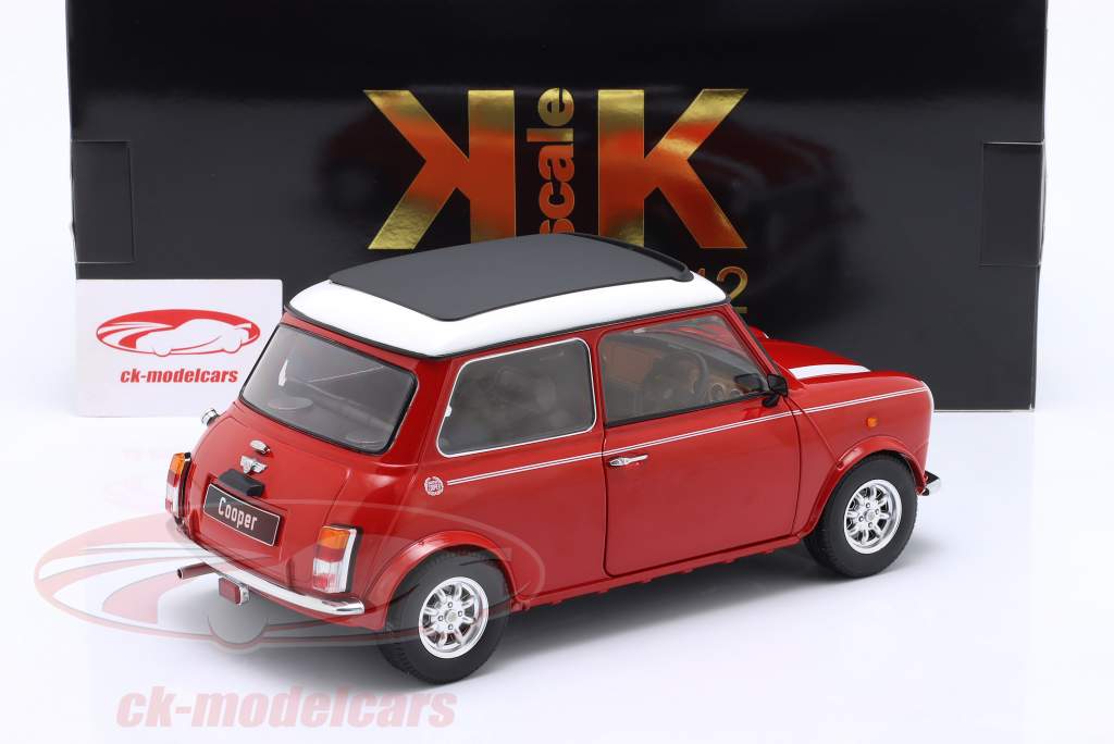 Mini Cooper con techo corredizo rojo / blanco RHD 1:12 KK-Scale