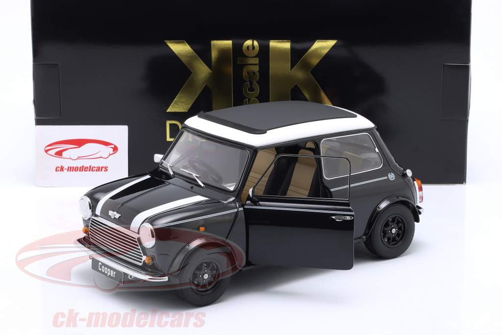 Mini Cooper met zonnedak zwart metalen / wit RHD 1:12 KK-Scale