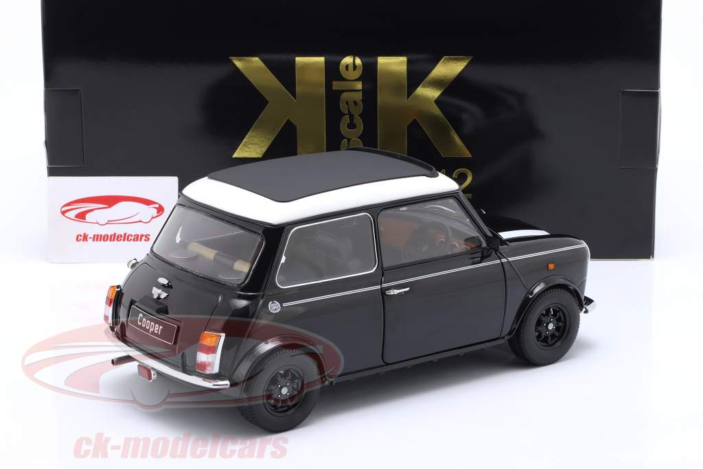 Mini Cooper con techo corredizo negro metálico / blanco RHD 1:12 KK-Scale