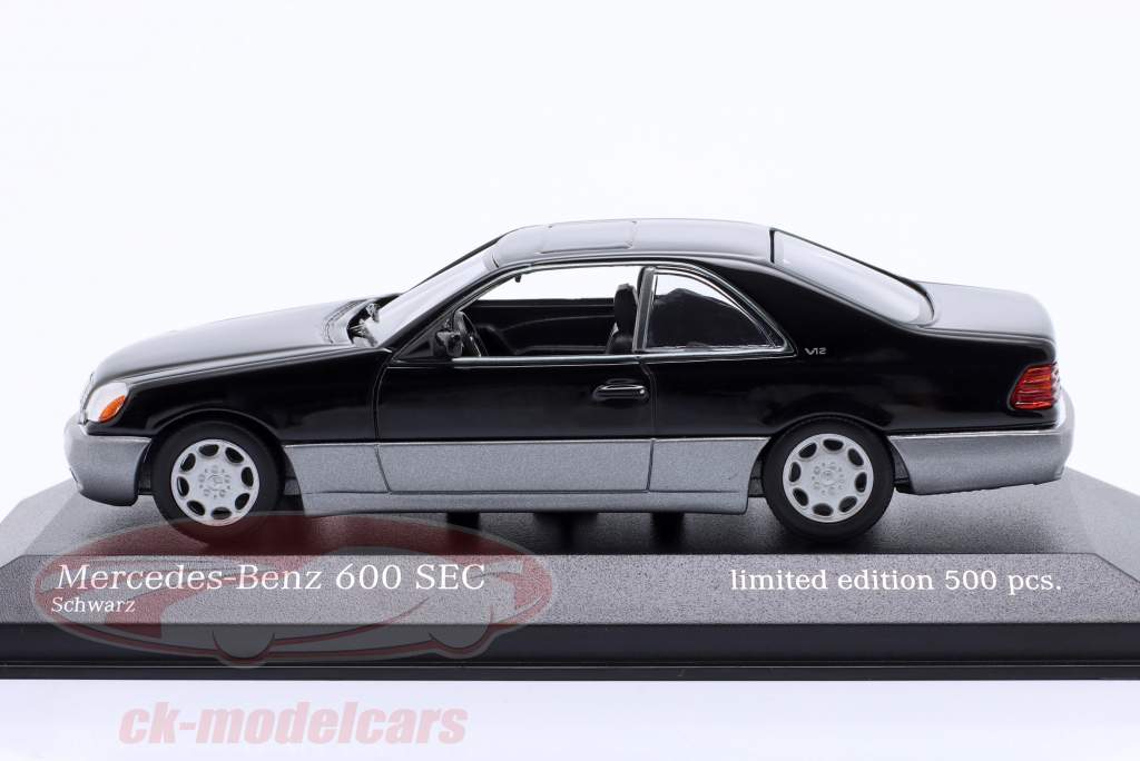 Mercedes-Benz 600 SEC (C140) ano de construção 1992 preto 1:43 Minichamps