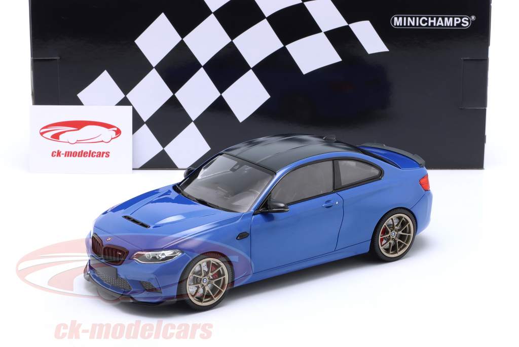 BMW M2 CS (F87) 2020 blå metallisk / gylden fælge 1:18 Minichamps