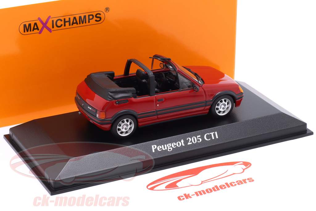 Peugeot 205 CTI convertible Año de construcción 1990 rojo 1:43 Minichamps