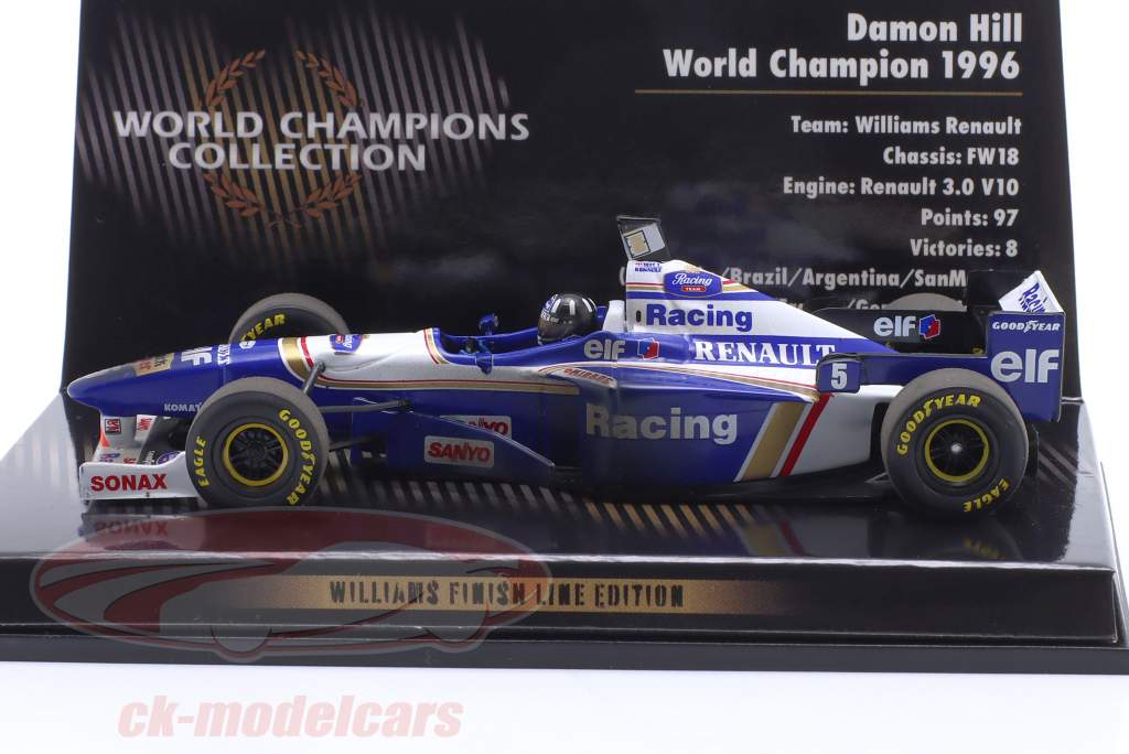 D. Hill Williams FW18 Dirty Version #5 formula 1 Campione del mondo 1996 1:43 Minichamps