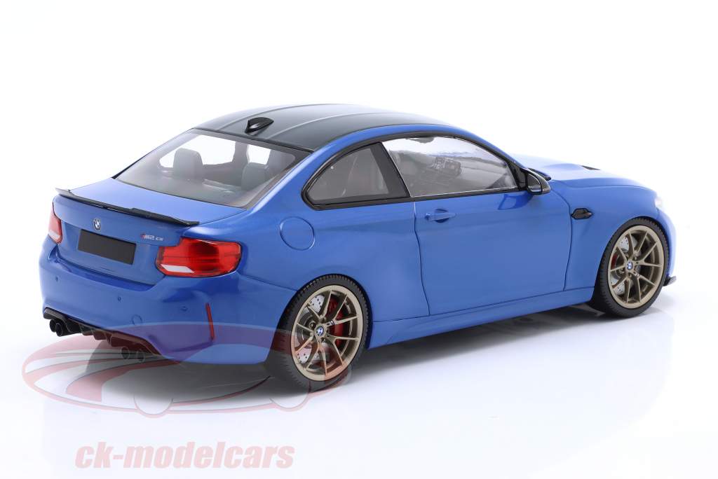 BMW M2 CS (F87) 2020 blå metallisk / gylden fælge 1:18 Minichamps
