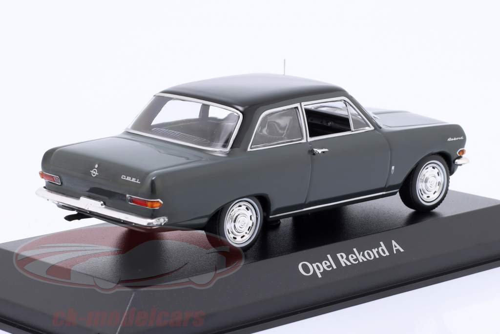 Opel Rekord A Año de construcción 1962 gris oscuro / negro 1:43 Minichamps