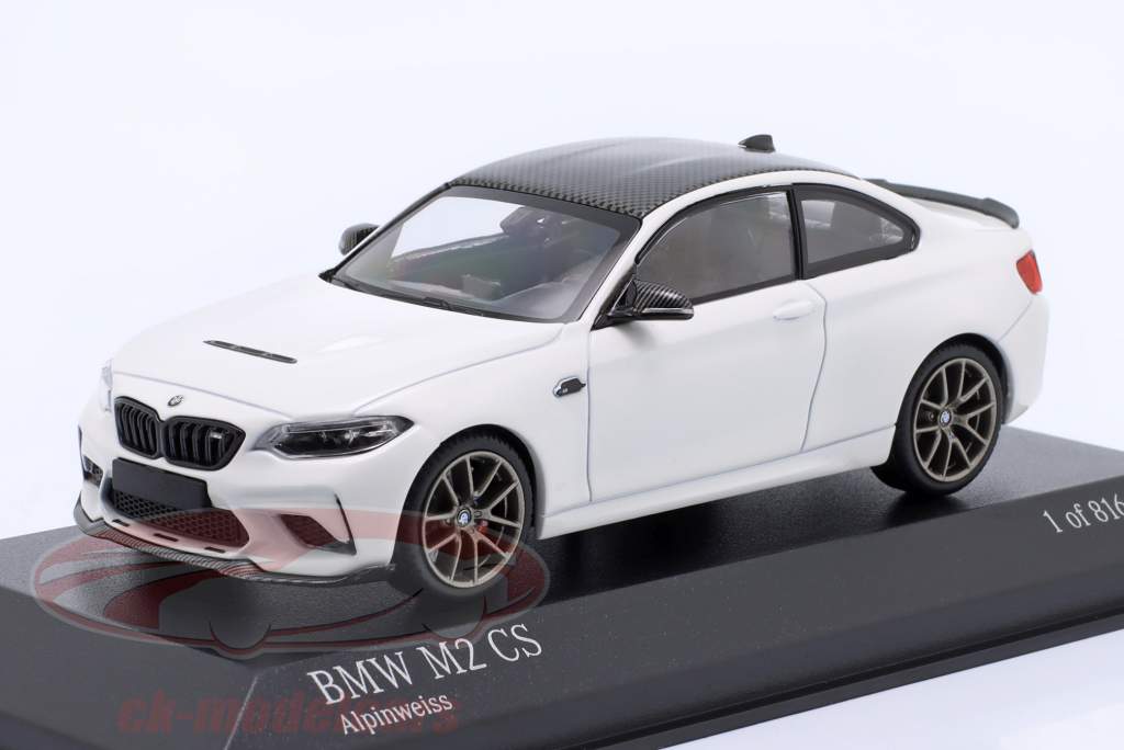 BMW M2 CS (F87) ano de construção 2020 branco / dourado aros 1:43 Minichamps