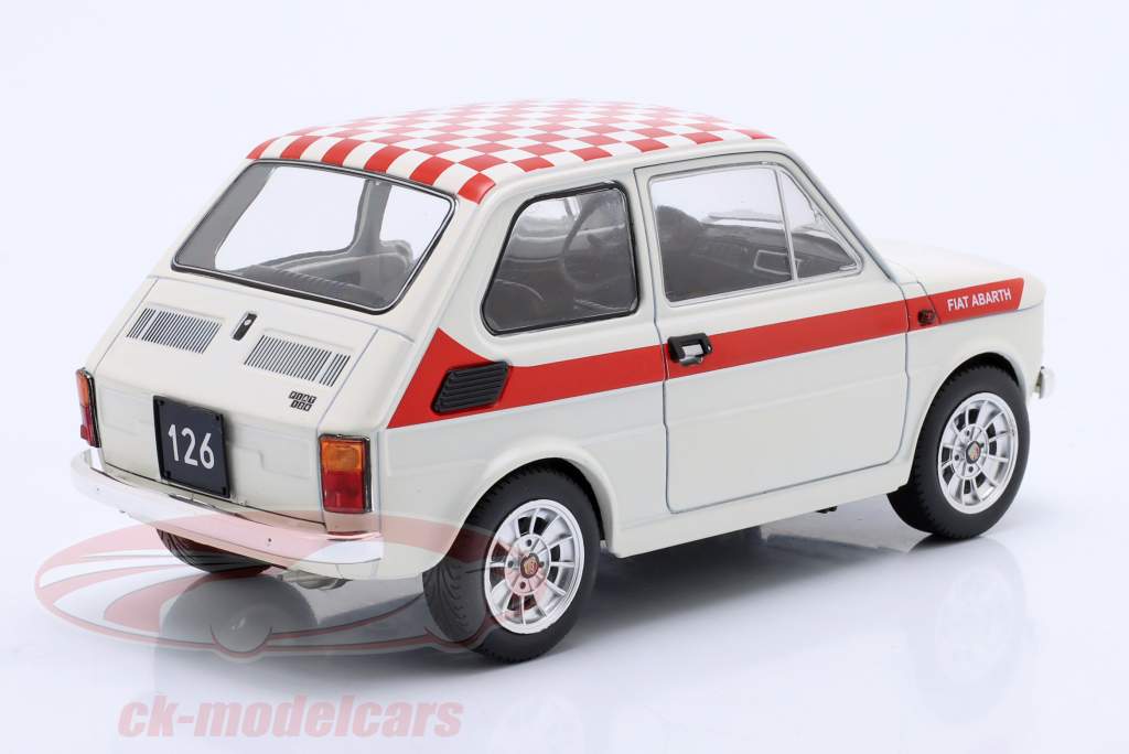 Fiat 126 Abarth-Look ano de construção 1972 branco / vermelho 1:18 Model Car Group