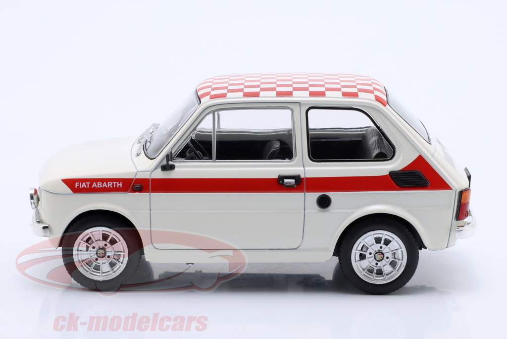 Fiat 126 Abarth-Look Baujahr 1972 weiß / rot 1:18 Model Car Group