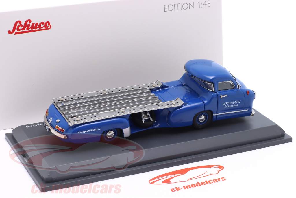 Mercedes-Benz Transportador de autos de carreras azul Preguntarse 1955 azul 1:43 Schuco
