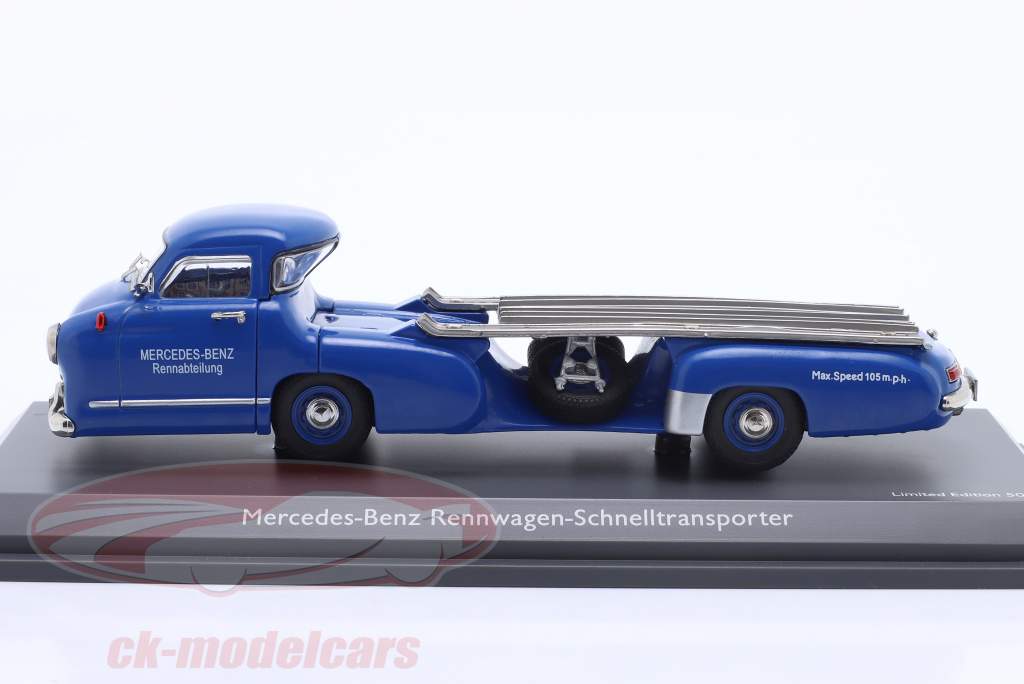 Mercedes-Benz Transporteur de voitures de course Bleu Merveille 1955 bleu 1:43 Schuco