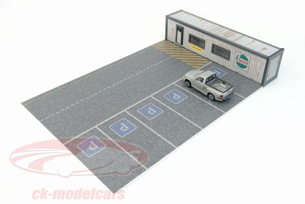 conteneur de bureau avec places de parking diorama pour voitures modèles 1:43 Dioramatoys