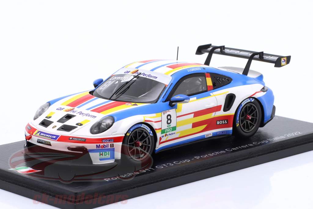 Porsche 911 GT3 Cup #8 Porsche Carrera Cup Italien 2022 J. Lorenzo 1:43 Spark