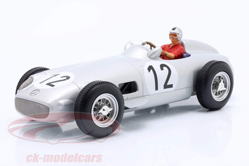 S. Moss Mercedes-Benz W196 #12 gagnant Britanique GP formule 1 1955 avec figurine de conducteur 1:18 WERK83