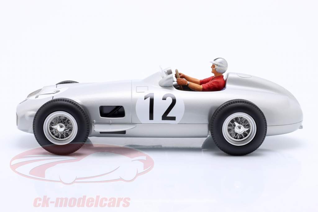 S. Moss Mercedes-Benz W196 #12 gagnant Britanique GP formule 1 1955 avec figurine de conducteur 1:18 WERK83
