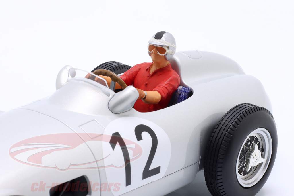 S. Moss Mercedes-Benz W196 #12 vinder britisk GP formel 1 1955 med førerfigur 1:18 WERK83