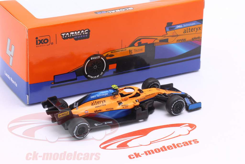 Lando Norris McLaren MCL35M #4 2 italiensk GP formel 1 2021 1:64 Tarmac Works