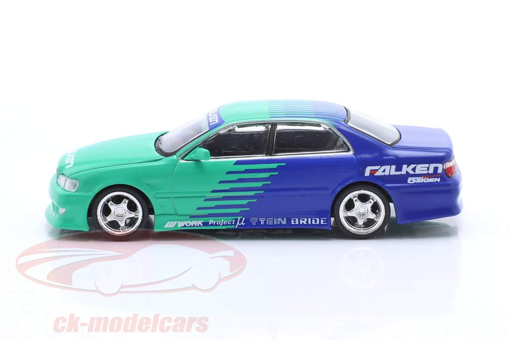 Toyota Chaser JZX100 Falken verde / azul / plata 1:64 Tarmac Works