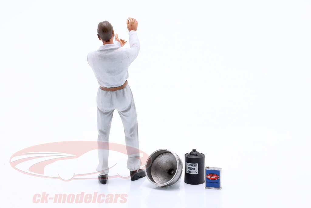 Figurine Le Mans Miniatures 1/18 – Lucien Fuel Filler, Combinaison Blanche, Années 30